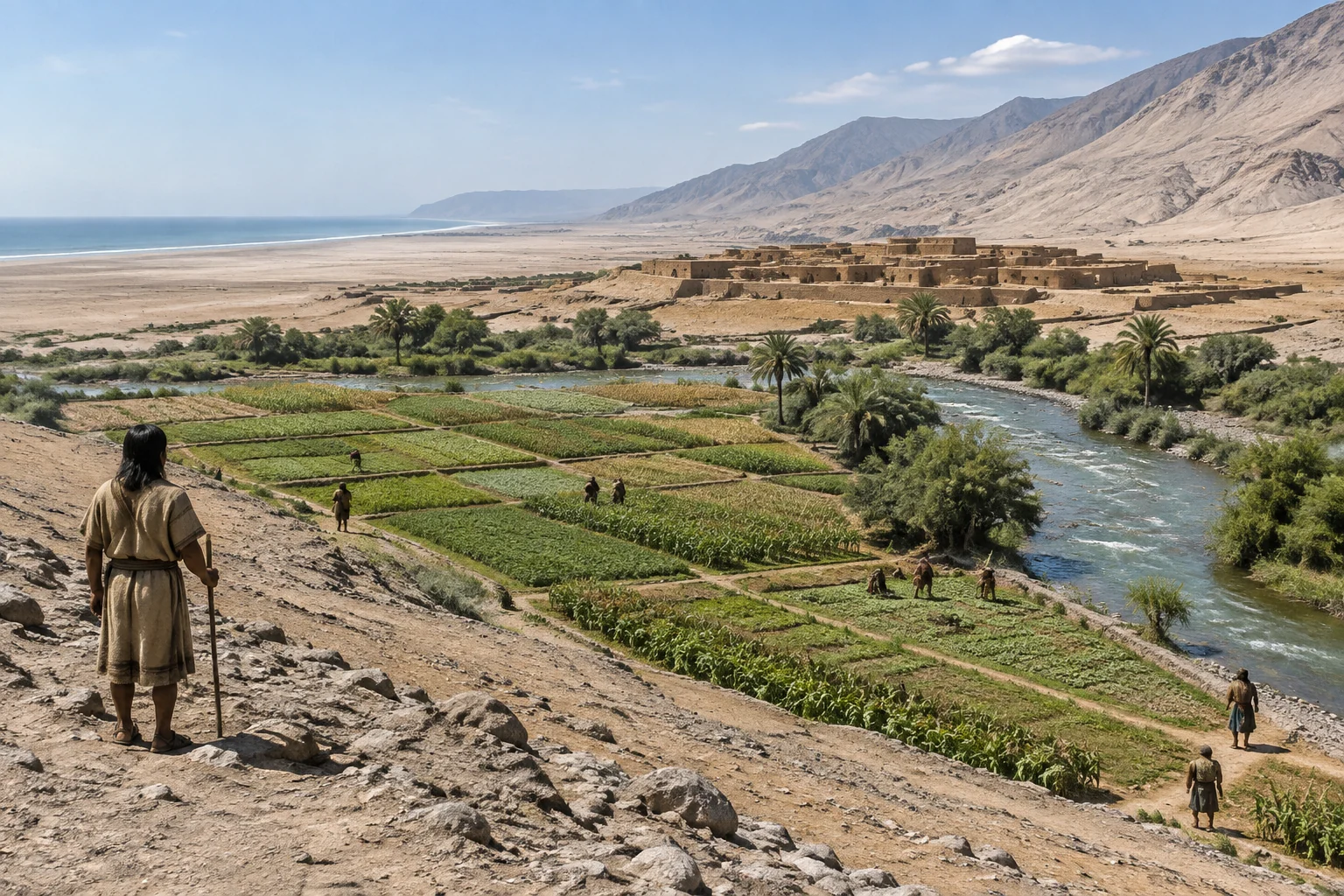 Paisaje árido de la región de Nazca en la costa sur del Perú