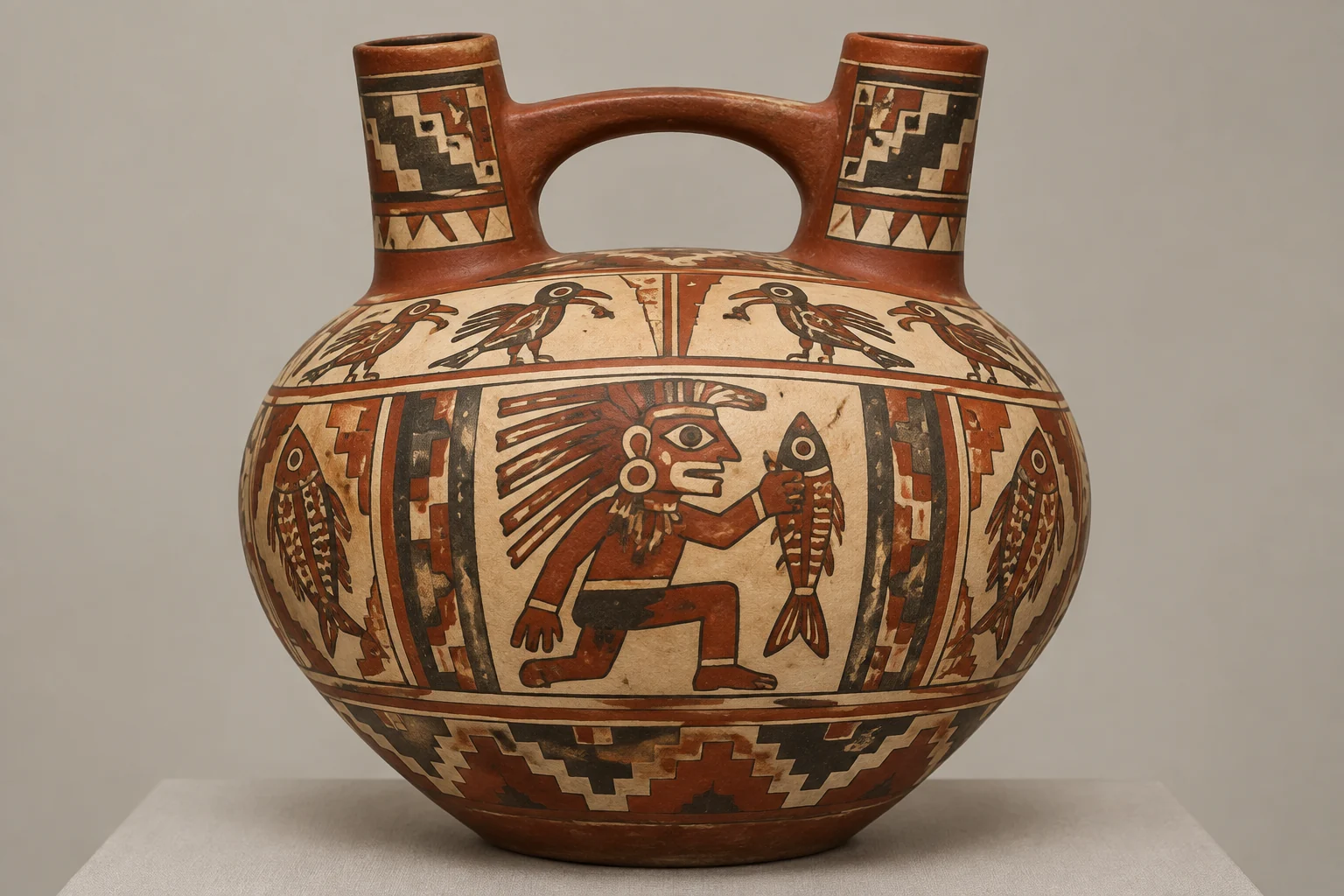 Vasija de cerámica policroma de la cultura Nazca
