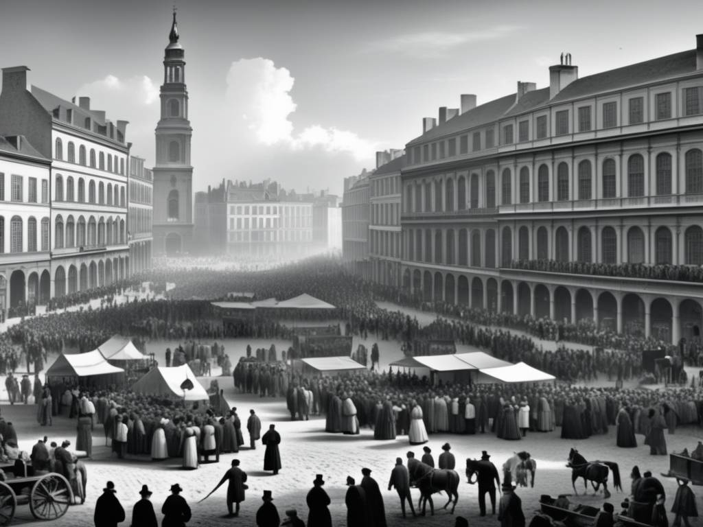 Plaza europea pre1848: diversidad social, clases, comercio, arquitectura